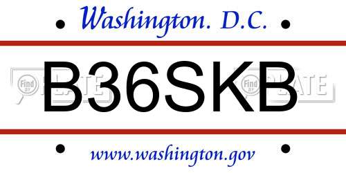 B36SKB District Of Columbia License Plate