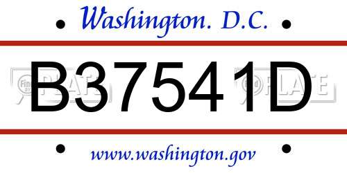 B37541D District Of Columbia License Plate