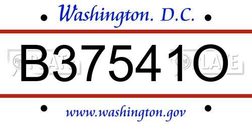 B37541O District Of Columbia License Plate