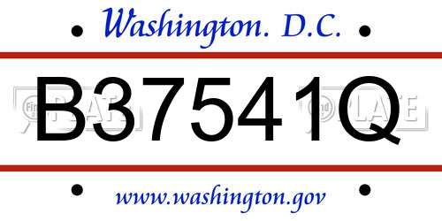 B37541Q District Of Columbia License Plate