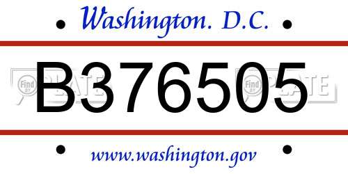 B376505 District Of Columbia License Plate