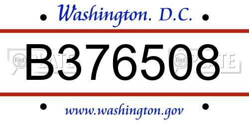 B376508 District Of Columbia License Plate
