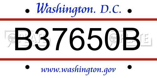 B37650B District Of Columbia License Plate