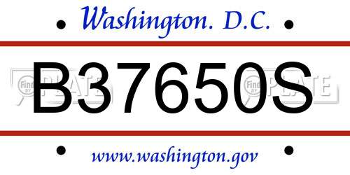 B37650S District Of Columbia License Plate