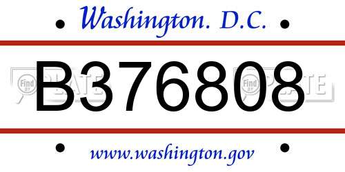 B376808 District Of Columbia License Plate