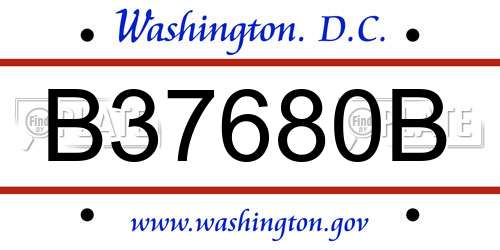 B37680B District Of Columbia License Plate