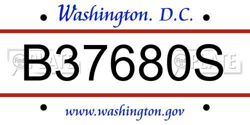 B37680S District Of Columbia License Plate