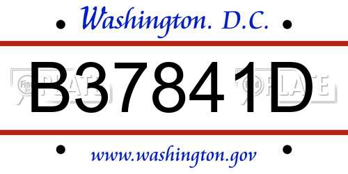 B37841D District Of Columbia License Plate