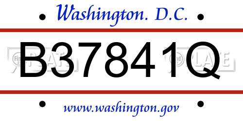 B37841Q District Of Columbia License Plate