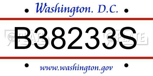 B38233S District Of Columbia License Plate