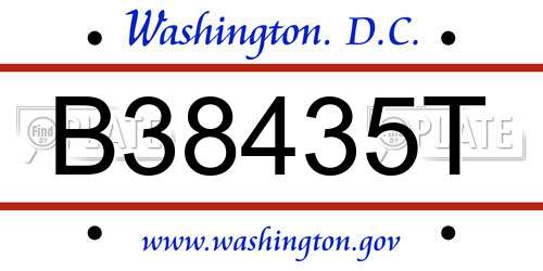 B38435T District Of Columbia License Plate