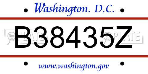 B38435Z District Of Columbia License Plate