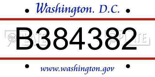 B384382 District Of Columbia License Plate