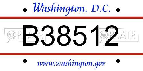 B38512 District Of Columbia License Plate