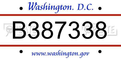 B387338 District Of Columbia License Plate