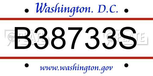 B38733S District Of Columbia License Plate