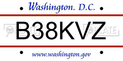 B38KVZ District Of Columbia License Plate