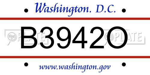 B3942O District Of Columbia License Plate