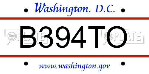B394TO District Of Columbia License Plate