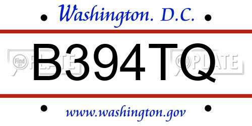 B394TQ District Of Columbia License Plate