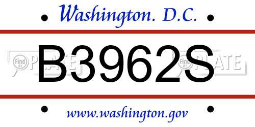 B3962S District Of Columbia License Plate