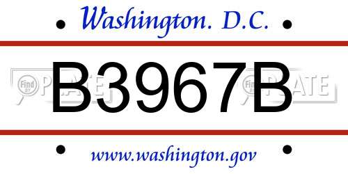 B3967B District Of Columbia License Plate