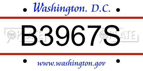 B3967S District Of Columbia License Plate
