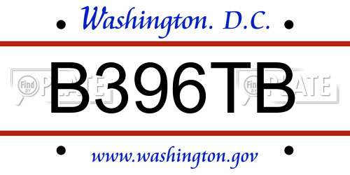B396TB District Of Columbia License Plate