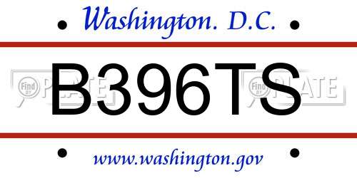B396TS District Of Columbia License Plate