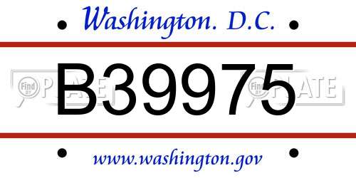 B39975 District Of Columbia License Plate