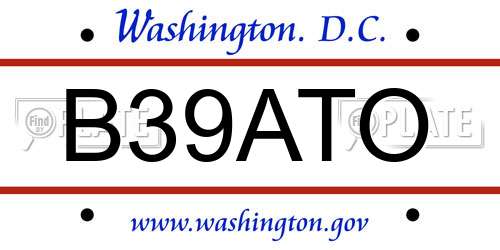 B39ATO District Of Columbia License Plate