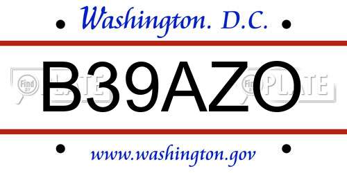 B39AZO District Of Columbia License Plate