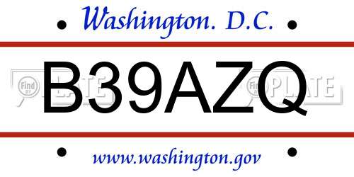 B39AZQ District Of Columbia License Plate
