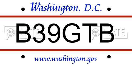 B39GTB District Of Columbia License Plate
