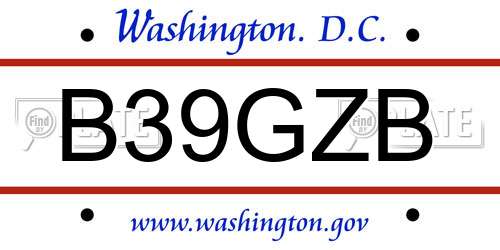 B39GZB District Of Columbia License Plate