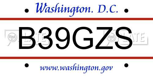 B39GZS District Of Columbia License Plate