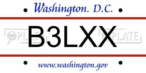 B3LXX District Of Columbia License Plate