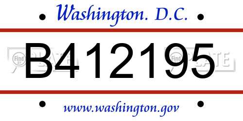 B412195 District Of Columbia License Plate