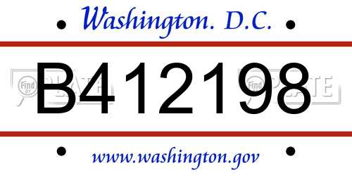 B412198 District Of Columbia License Plate