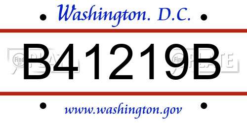 B41219B District Of Columbia License Plate
