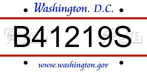 B41219S District Of Columbia License Plate