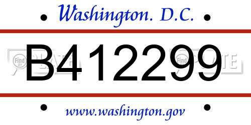 B412299 District Of Columbia License Plate