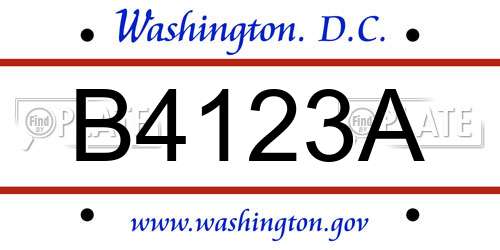 B4123A District Of Columbia License Plate