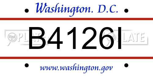 B4126I District Of Columbia License Plate
