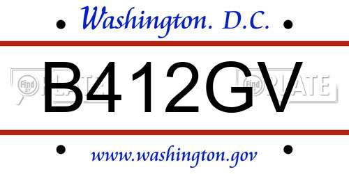 B412GV District Of Columbia License Plate
