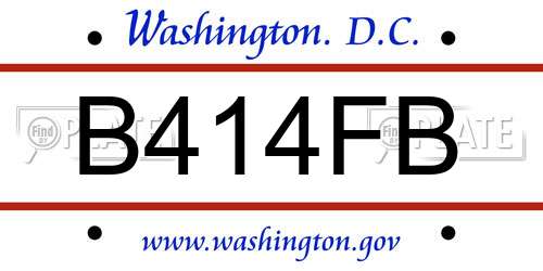 B414FB District Of Columbia License Plate
