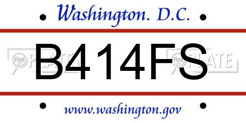 B414FS District Of Columbia License Plate
