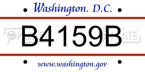 B4159B District Of Columbia License Plate