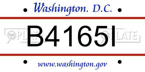 B4165I District Of Columbia License Plate