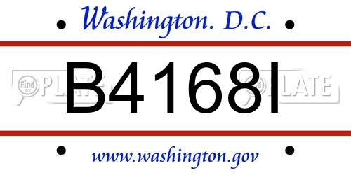B4168I District Of Columbia License Plate